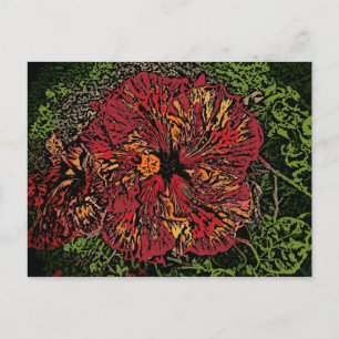 Artistic Hibiscus colorful postcard