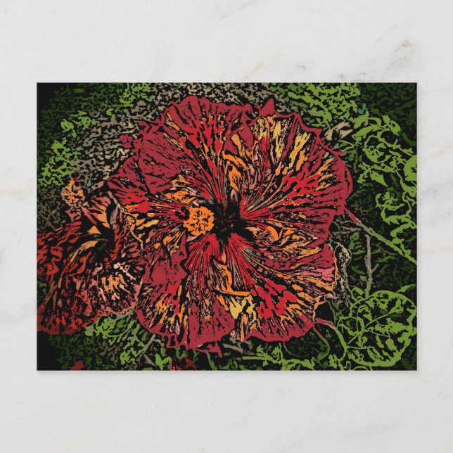 Artistic Hibiscus colorful postcard (Front)