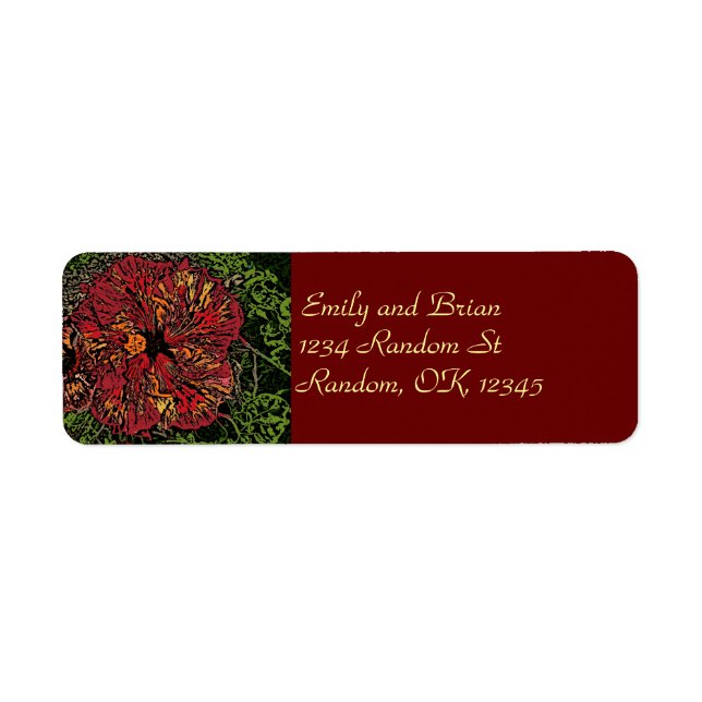 Artistic hibiscus customizable return labels (Front)