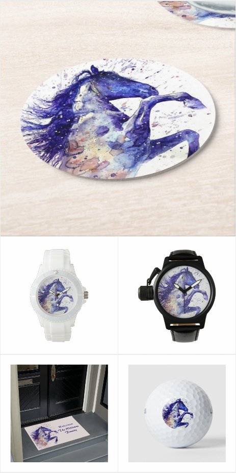 Artistic Horse Watercolor Splatters Painting