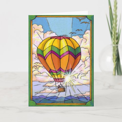 Artistic hot air balloon customizable card