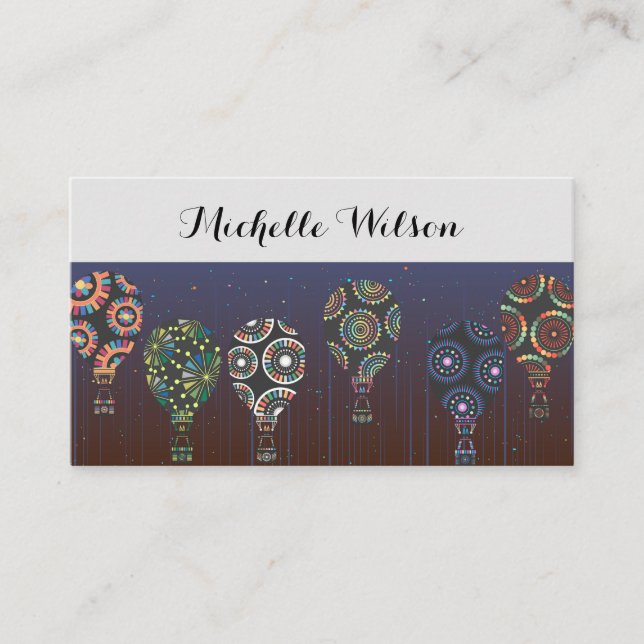 Artistic Hot Air Balloon Unique Business Card (Front)
