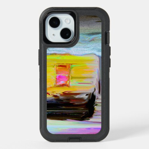 Artistic Hut In The Dark Winter Night Painting iPhone 15 Case