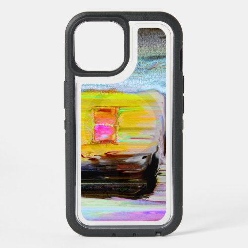 Artistic Hut In The Dark Winter Night Painting iPhone 15 Case