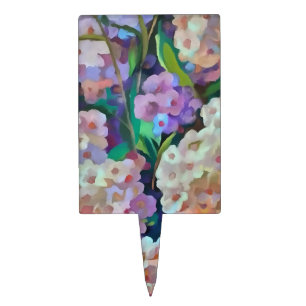 Artistic Hydrangeas Hortensia Floral Abstract Art Cake Topper