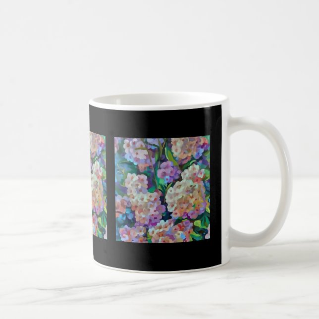 Artistic Hydrangeas Hortensia Floral Abstract Art Coffee Mug (Right)