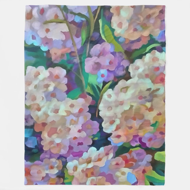 Artistic Hydrangeas Hortensia Floral Abstract Art Fleece Blanket (Front)