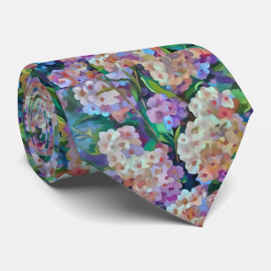 Artistic Hydrangeas Hortensia Floral Abstract Art Neck Tie