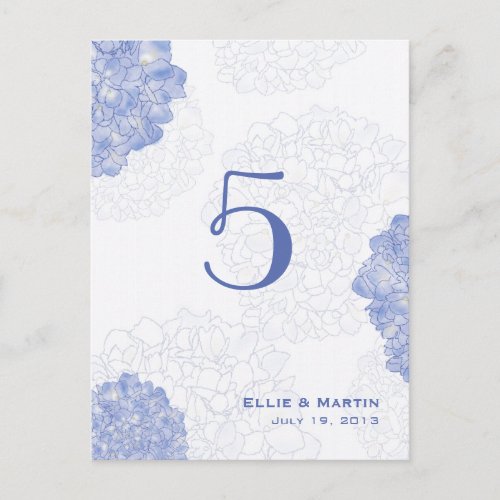Artistic Hydrangeas Table Number Cards