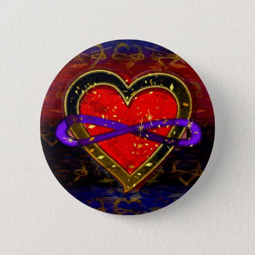 Artistic Infinity Heart Polyamory Flag Symbol Button