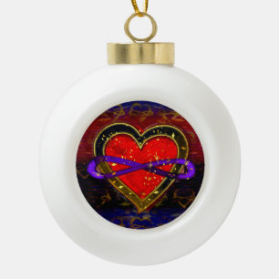 Artistic Infinity Heart Polyamory Flag Symbol Ceramic Ball Christmas Ornament