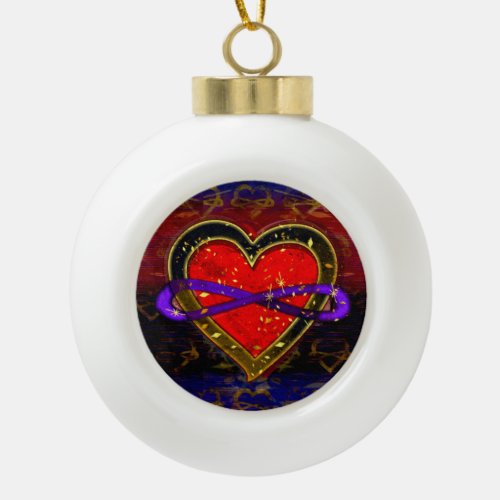 Artistic Infinity Heart Polyamory Flag Symbol  Ceramic Ball Christmas Ornament