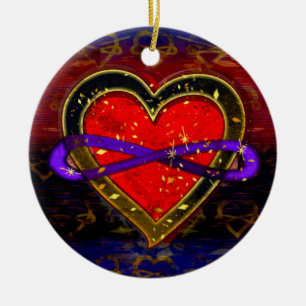 Artistic Infinity Heart Polyamory Flag Symbol Ceramic Ornament