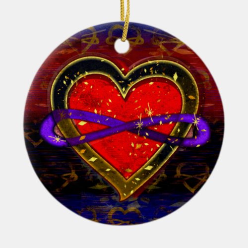 Artistic Infinity Heart Polyamory Flag Symbol Ceramic Ornament
