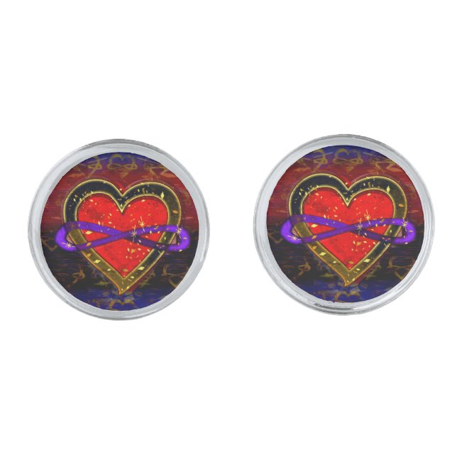Artistic Infinity Heart Polyamory Flag Symbol Cuff Cufflinks (Front)