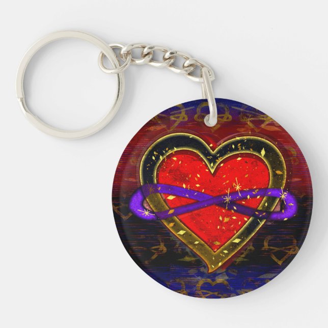 Artistic Infinity Heart Polyamory Flag Symbol Keyc Keychain (Front)