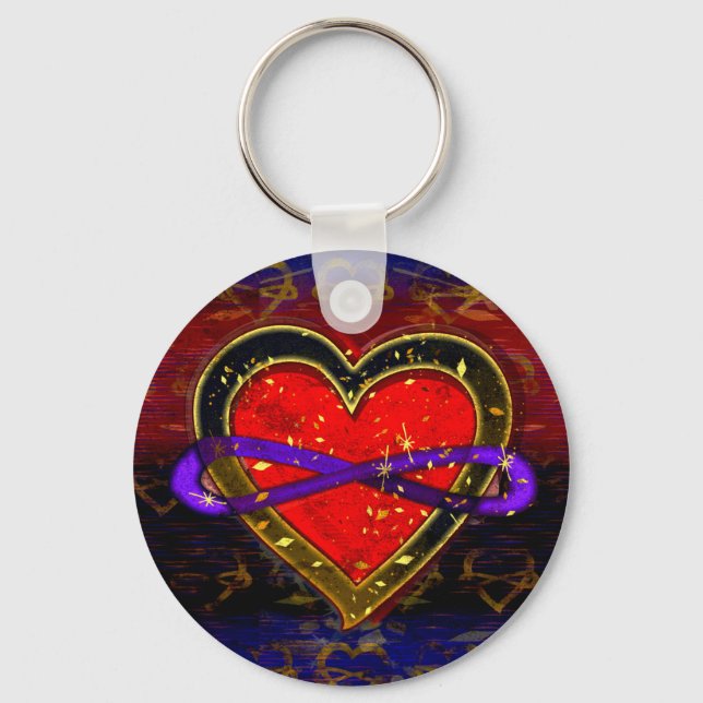 Artistic Infinity Heart Polyamory Flag Symbol  Keychain (Front)