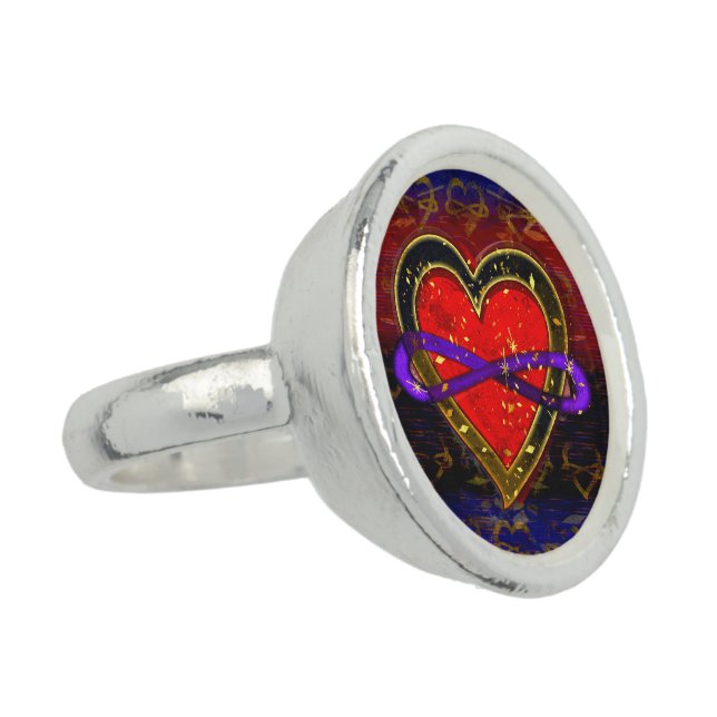 Artistic Infinity Heart Polyamory Flag Symbol Ring (Side)