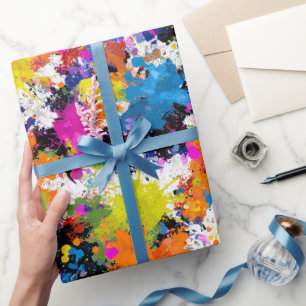 Artistic Ink Splash Multicolor Abstract Pattern Wrapping Paper