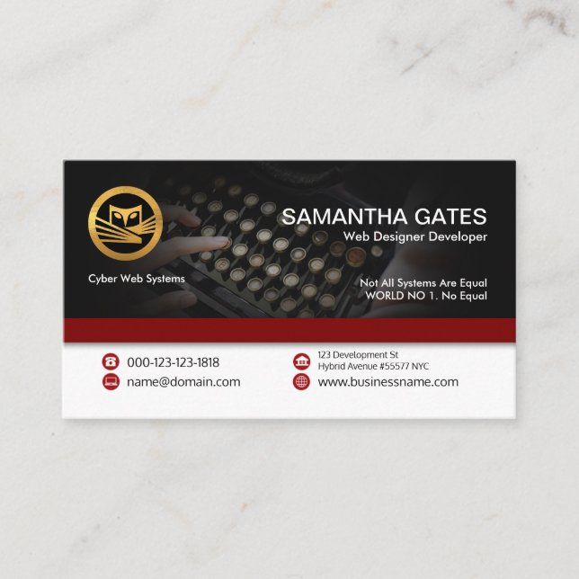 Artistic Innovative Retro Typewriter Systems Business Card (Front)
