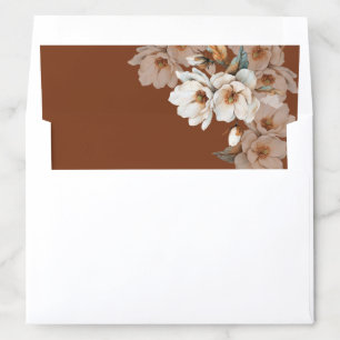 Artistic Ivory Floral Terracotta Wedding Envelope Liner