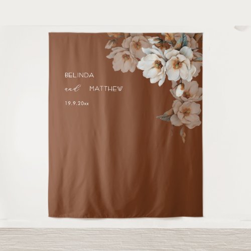 Artistic Ivory Floral Terracotta | Wedding Tapestry