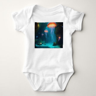 Artistic Jellyfish T-Shirt - Ethereal Glow on Dark Baby Bodysuit