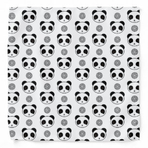 Artistic Kawaii Panda Mandala Pattern Bandana