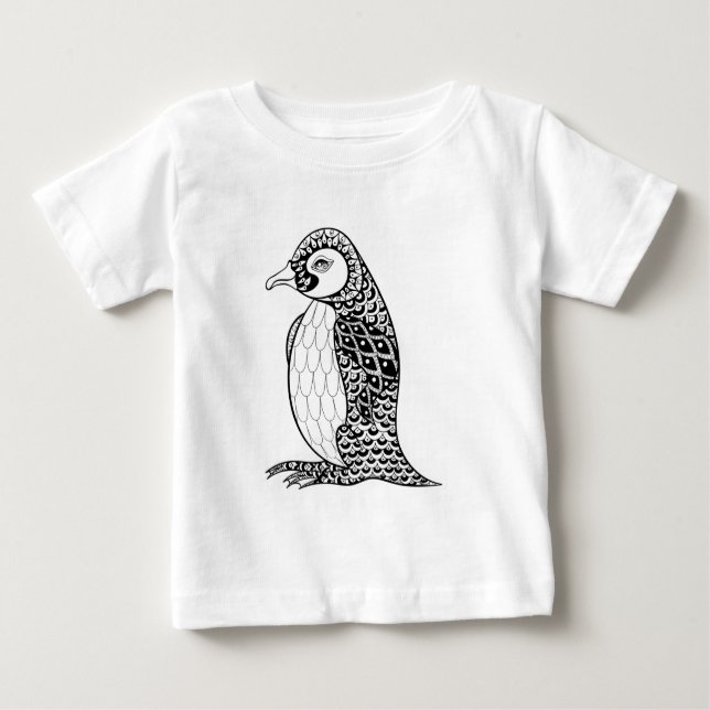 Artistic King Penguin Zendoodle Baby T-Shirt (Front)