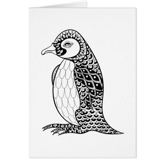 Artistic King Penguin Zendoodle Cards (Front)