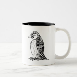 Artistic King Penguin Zendoodle Two-Tone Coffee Mug