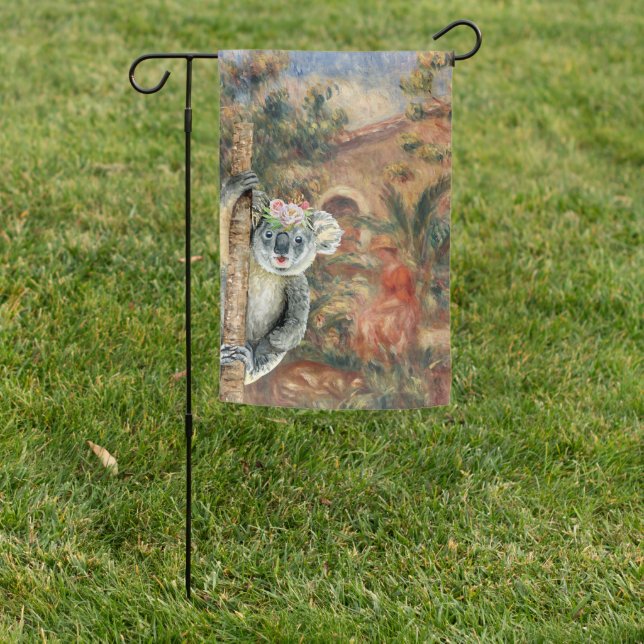 Artistic Koala and Renoir's Farmhouse  Garden Flag (In SItu)