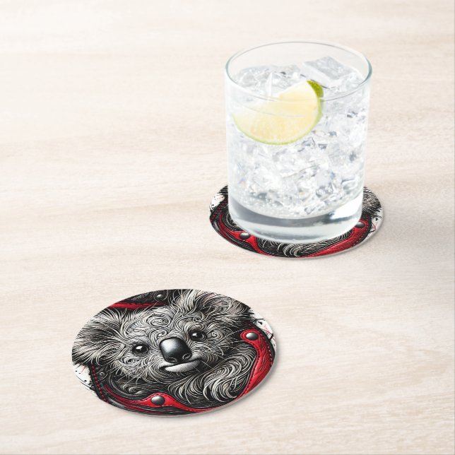 Artistic Koala Bear Design Round Paper Coaster (Insitu)