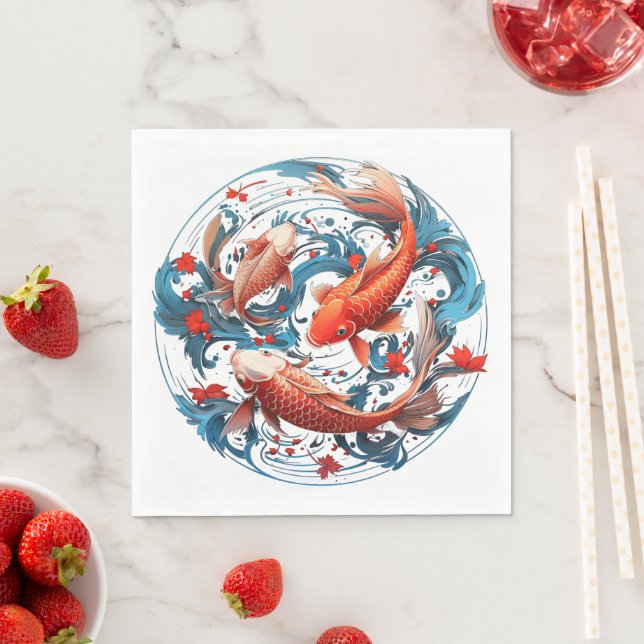 Artistic Koi Fish Napkins (Insitu)