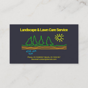 Artistic Landscape Tree Sun Doodle Garden Services Business Card