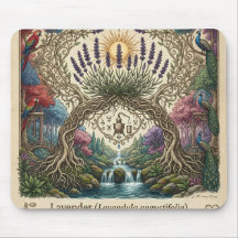 Artistic Lavender Flower and Waterfall Mouse Pad