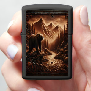 Artistic Leather-Like Bear by River Zippo Lighter