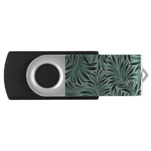 Artistic Leaves Aqua Grey Color Scheme Flash Drive