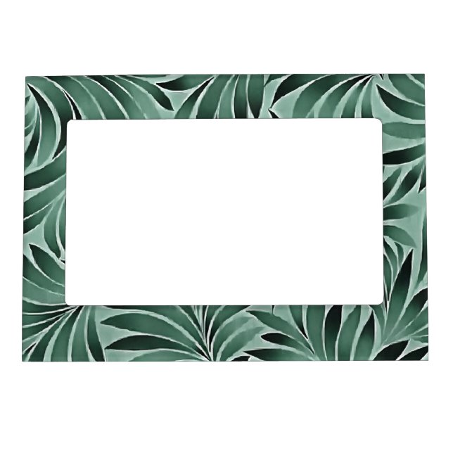 Artistic Leaves Aqua Grey Color Scheme Magnetic Frame (Front)