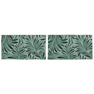 Artistic Leaves Aqua Grey Color Scheme Pillow Case