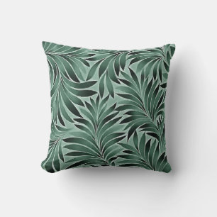 Artistic Leaves Aqua Grey Color Scheme Throw Pillow