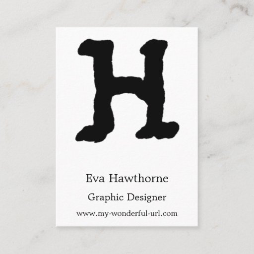 Customizable Artistic Letter "H" Hand Lettered Style Initial Business Card Template