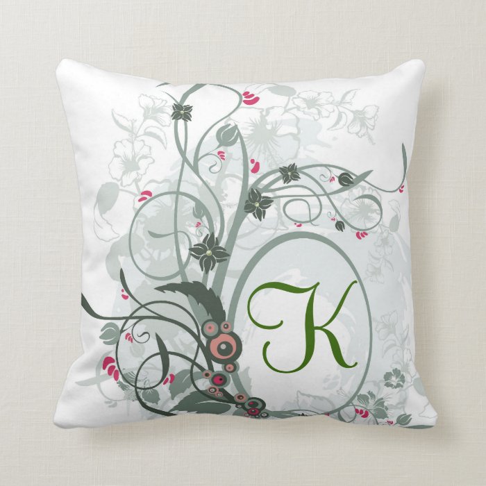 Artistic Letter K Monogram Throw Pillows