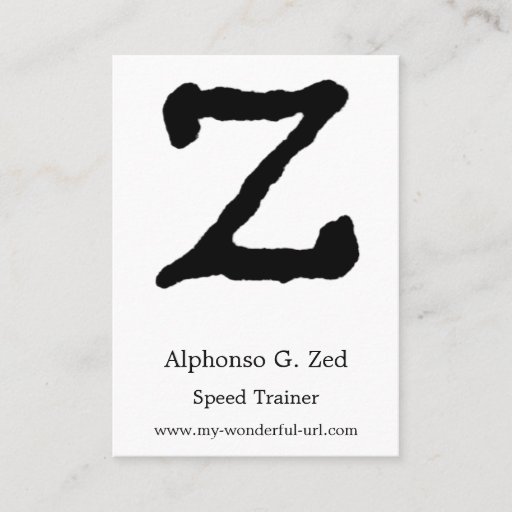 Customizable Artistic Letter "Z" Hand Lettered Style Initial Business Card