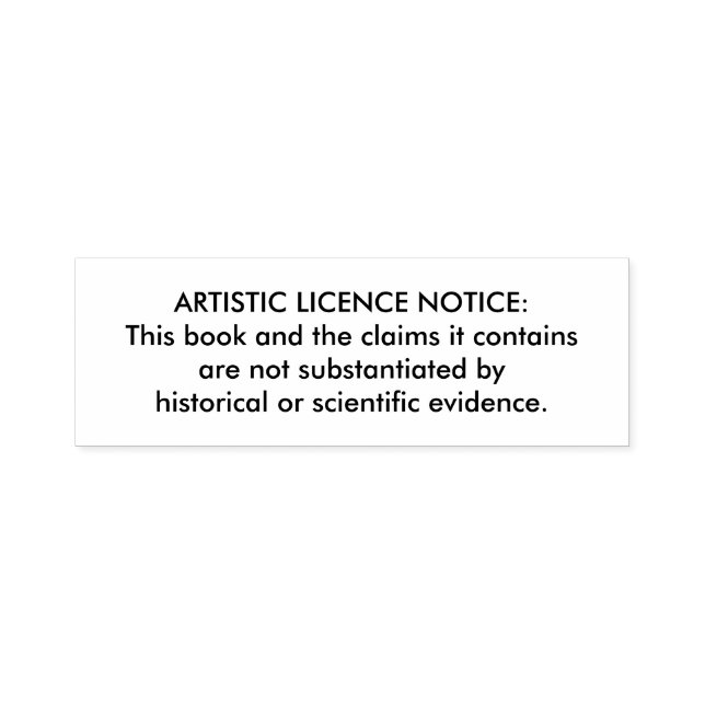 "Artistic Licence" stamp for Bibles (Design)