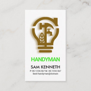 Artistic Light Bulb Home Hammer Motif Handyman Business Card