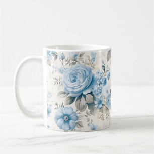 Artistic Light Pastel Blue Roses Coffee Mug