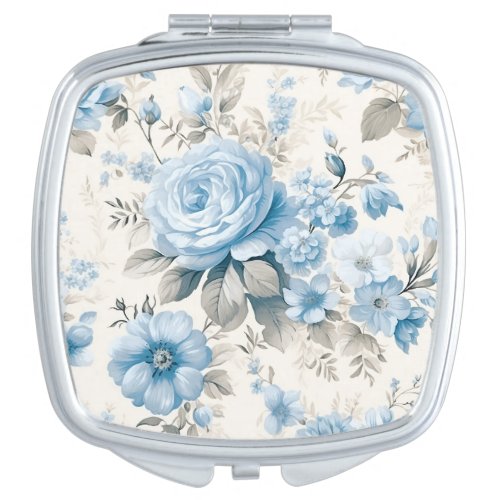 Artistic Light Pastel Blue Roses Compact Mirror