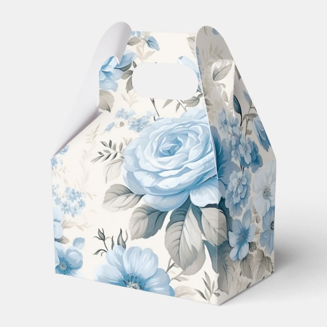 Artistic Light Pastel Blue Roses Favor Boxes (Front Side)