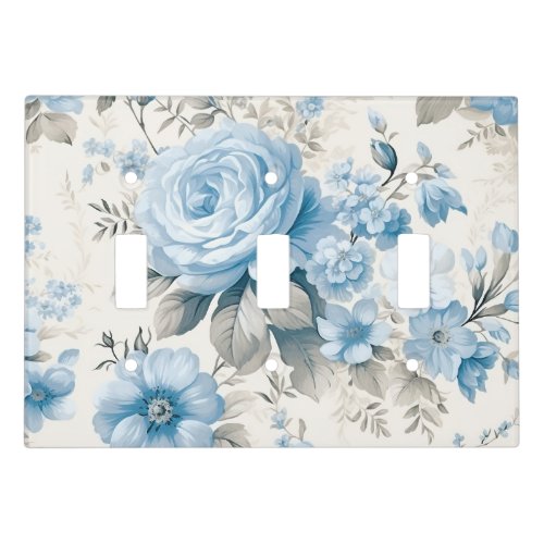 Artistic Light Pastel Blue Roses Light Switch Cover